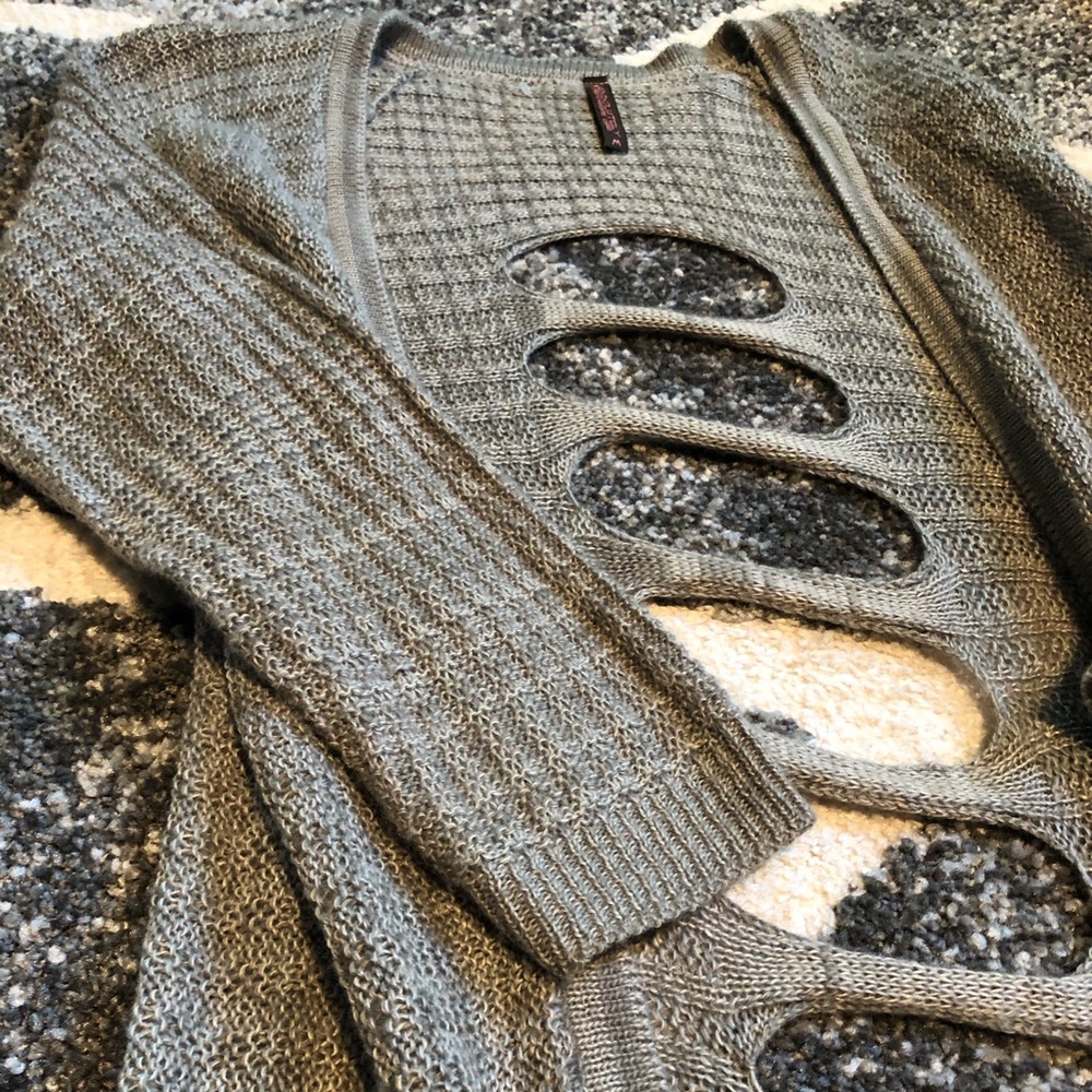 Long grey cardigan sweater